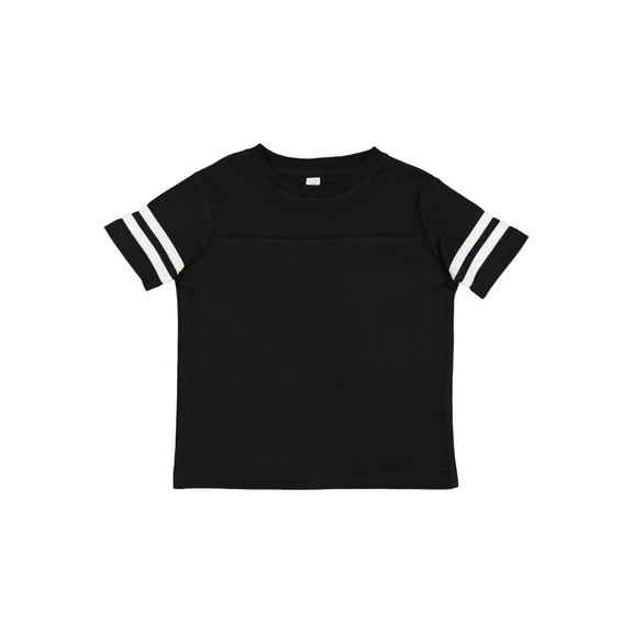 Rabbit Skins Toddler Fine Jersey Short Sleeve Football Tee, Black/White, 5/6