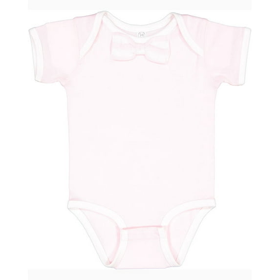 Rabbit Skins RS4407 Infant Baby Rib Bow Tie Bodysuit - BLRNA/ WH/ W STR - 12MOS