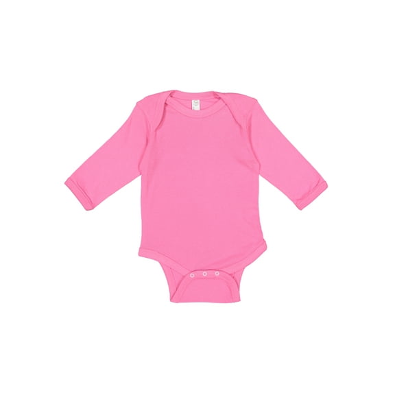 Rabbit Skins Infant 100% Combed Ringspun Cotton Baby Rib Lap Shoulder Long Sleeve Bodysuit, Raspberry, 18 Months