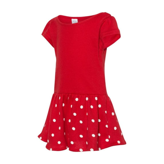 Rabbit Skins - Infant Baby Rib Dress - 5320, RED/ RED DOT, 24M