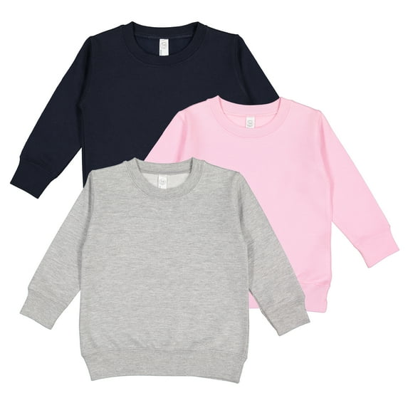 Rabbit Skins Toddler Boy & Girl Fleece Long Sleeve Pullover Sweatshirt| 2T to Size 7, 3 Pack Bulk Set, Heather/Pink/Navy, 7