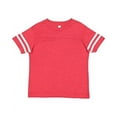 thumbnail image 1 of Rabbit Skins Toddler Fine Jersey Short Sleeve Football Tee, Vintage Red/Blended White, 5/6, 1 of 2