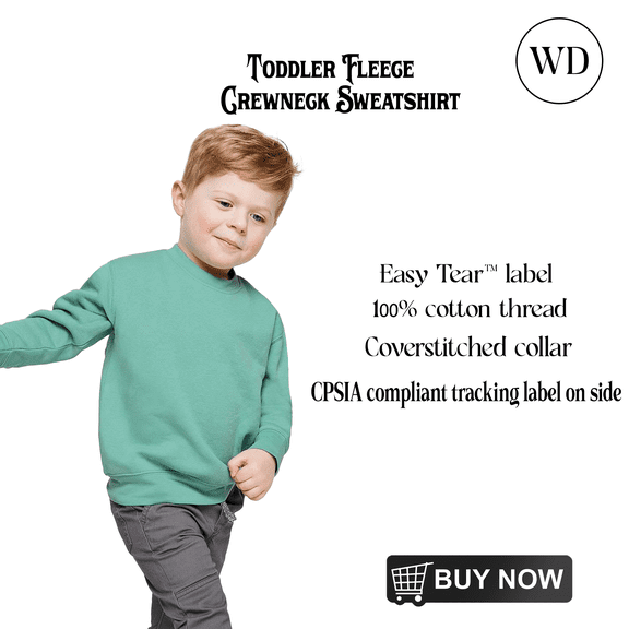 Rabbit Skins Toddler Fleece Crewneck Sweatshirt, Soft & Durable Kids Sweatshirt, Saltwater,5/6