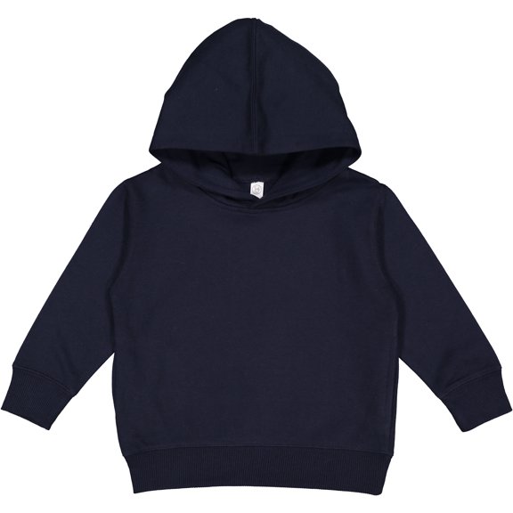 Rabbit Skins Toddler Fleece Long Sleeve Hooded Pullover Sweatshirt with Side Seam Pockets, Navy, 2T