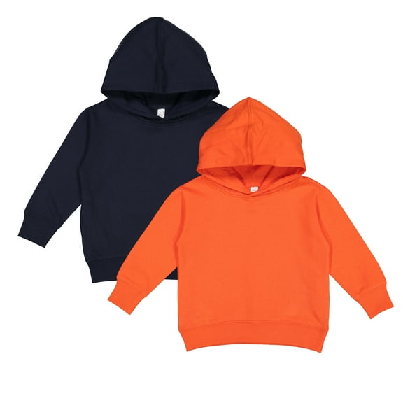 Rabbit Skins Toddler Fleece Long Sleeve Pullover Hoodie 2-Pack, Orange/ Navy, 2