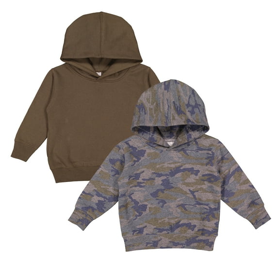 Rabbit Skins Toddler Fleece Long Sleeve Pullover Hoodie 2-Pack, Vintage Camo/ Military Green, 4