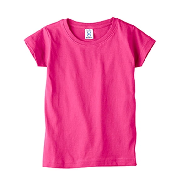 Rabbit Skins Toddler Girls' 100% Cotton Jersey Short Sleeve Tee, Hot Pink, 3T