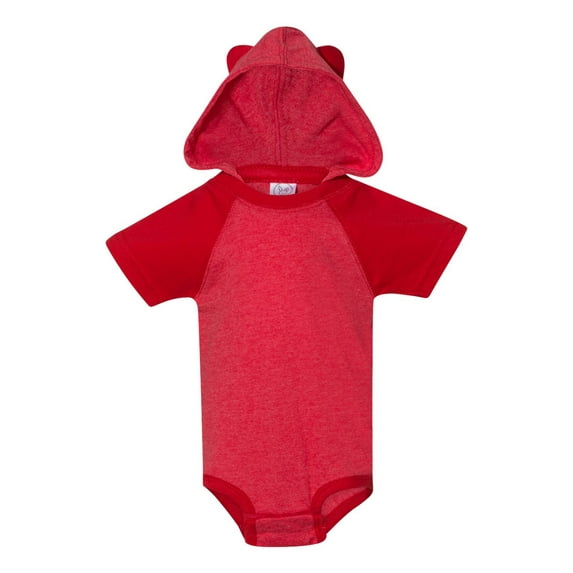 Rabbit Skins Fine Jersey Infant Short Sleeve Raglan Bodysuit with Hood & Ears