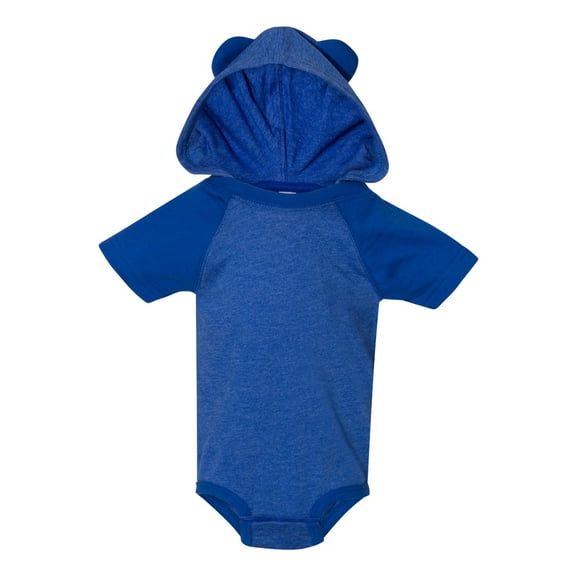 Rabbit Skins Fine Jersey Infant Short Sleeve Raglan Bodysuit with Hood & Ears