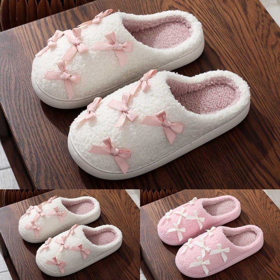 Rabbit Slippers For Women Fuzzy Slippers Cute Cartoon Fluffy Plush House Slippers For Women Men Indoor White 39