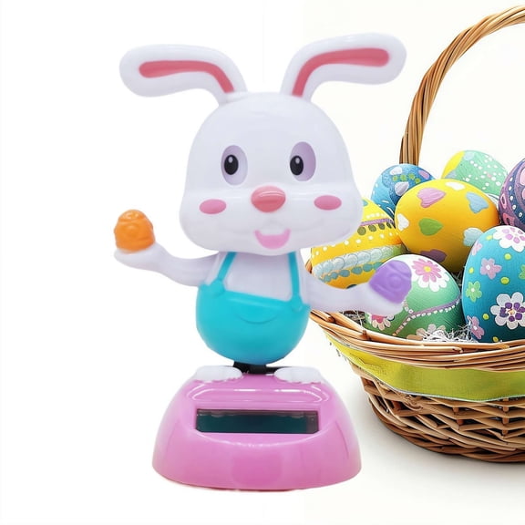 Rabbit Solar Powered Dancing Toys Bunny Car Shaking Head Dancer Doll,Shaking Head Dancing Toy Rabbit,Bunny Figurines for Car Dash Board Solar Bobblehead Easter