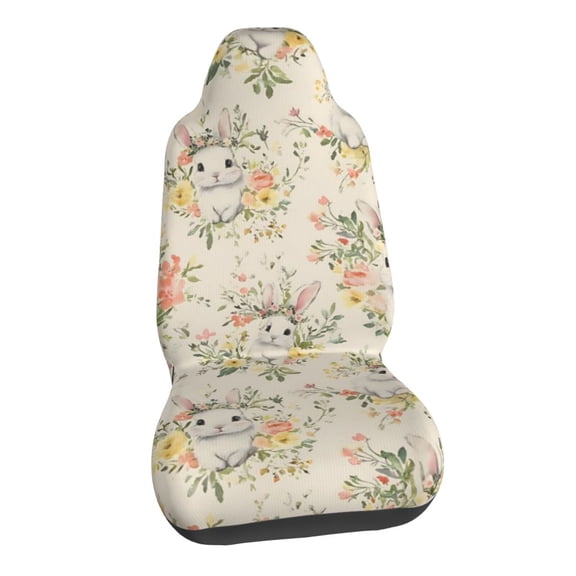 Rabbit Spring Flower Car Seat Covers Stretch Car Seat Protectors Universal Fit