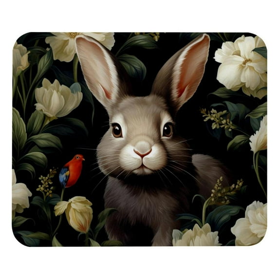 Rabbit Square Desk Pad Mouse Pad, 8.3x9.8 Inch Non-Slip Rubber Bottom Printed Mousepad for Office and Gaming