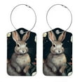 thumbnail image 1 of Rabbit Square PU Leather Luggage Tags, 2 Pack, with Privacy Cover and Stainless Steel Ring - Suitable for Travel, Backpack, Handbag - Bag Tags, Handbag Tags, 1 of 7