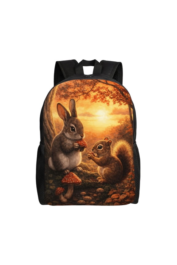 Rabbit Squirrel Backpack Full Front Print Travel Laptop Bag for Men and Women