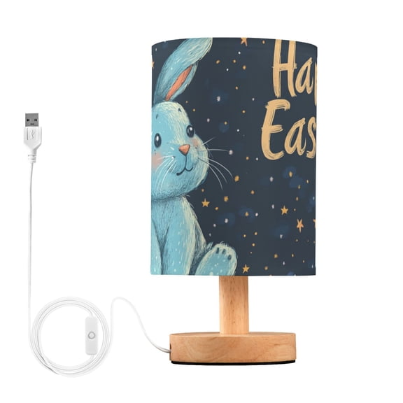 Rabbit Stars Happy Easter Table Lamp with USB Port LED Warm Light Lamp Night Light Home Decor