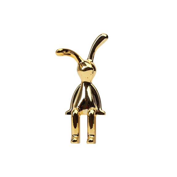 Rabbit Statue, Bunny Decor, 8 In, Shiny Gold, Living Room Shelf Decor, Entryway Styling, Home Accents, 1 Pc