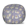 thumbnail image 1 of Rabbit Storage Toy Bag Chair, Illustration of Repetitive Bunnies of Colorful Floral Head Accessories, Stuffed Animal Organizer Washable Bag, Large Size, Mauve and Multicolor, by Ambesonne, 1 of 3