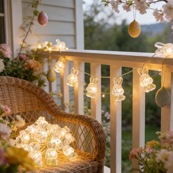 Rabbit String Lights 20 LED Battery Operated Fairy Lights Decorative Hanging Garland Romantic Lighting Decor for Bedroom Wall Window Wedding Festival Indoor Decorative Atmosphere