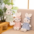 thumbnail image 1 of Rabbit Stuffed Animal with Stylish Plaid Dress and Headband Soft Plush Bunny Toy for Girls Nursery Decor and Gifts - Green, 1 of 6