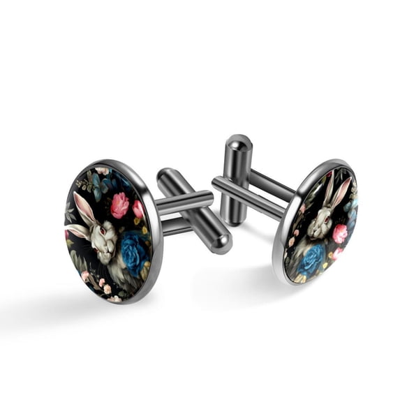 Rabbit Stylish Silver Stainless Steel Shirt Cufflinks for Formal Attire - Classy Men's Accessories for Work or Special Occasions