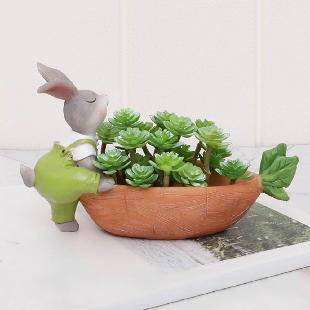 Rabbit Succulent Herb Planter Flower Basket Pot Trough Box Plant Easter ...