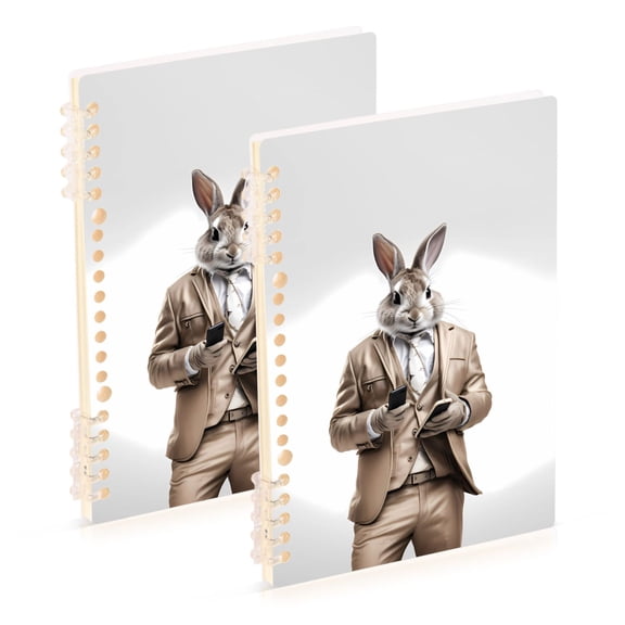 Rabbit Suit Phone Ring Binder Notebook Journey Note Diary College Ruled Spiral Notebook Study Loose Leaf Paper A5 60 Pages