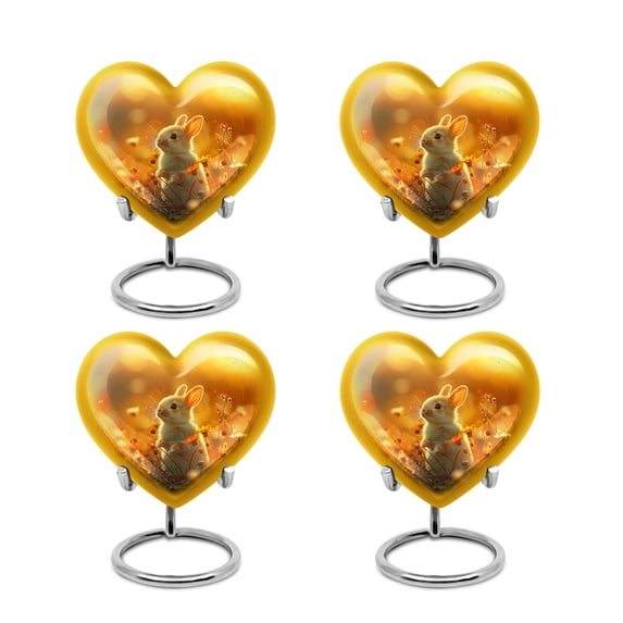 Rabbit Sunset Bunny Bliss Cremation Urns For Adult Ashes - Urns For Ashes Adult Female - Decorative Heart Urns For Human Ashes - Funeral Urns For Adult Ashes Women (Size -3inch,4pcs)