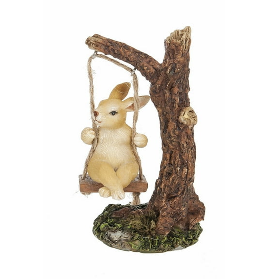 Rabbit Swinging on a Rope Swing Springtime Decorative Figure - By Ganz