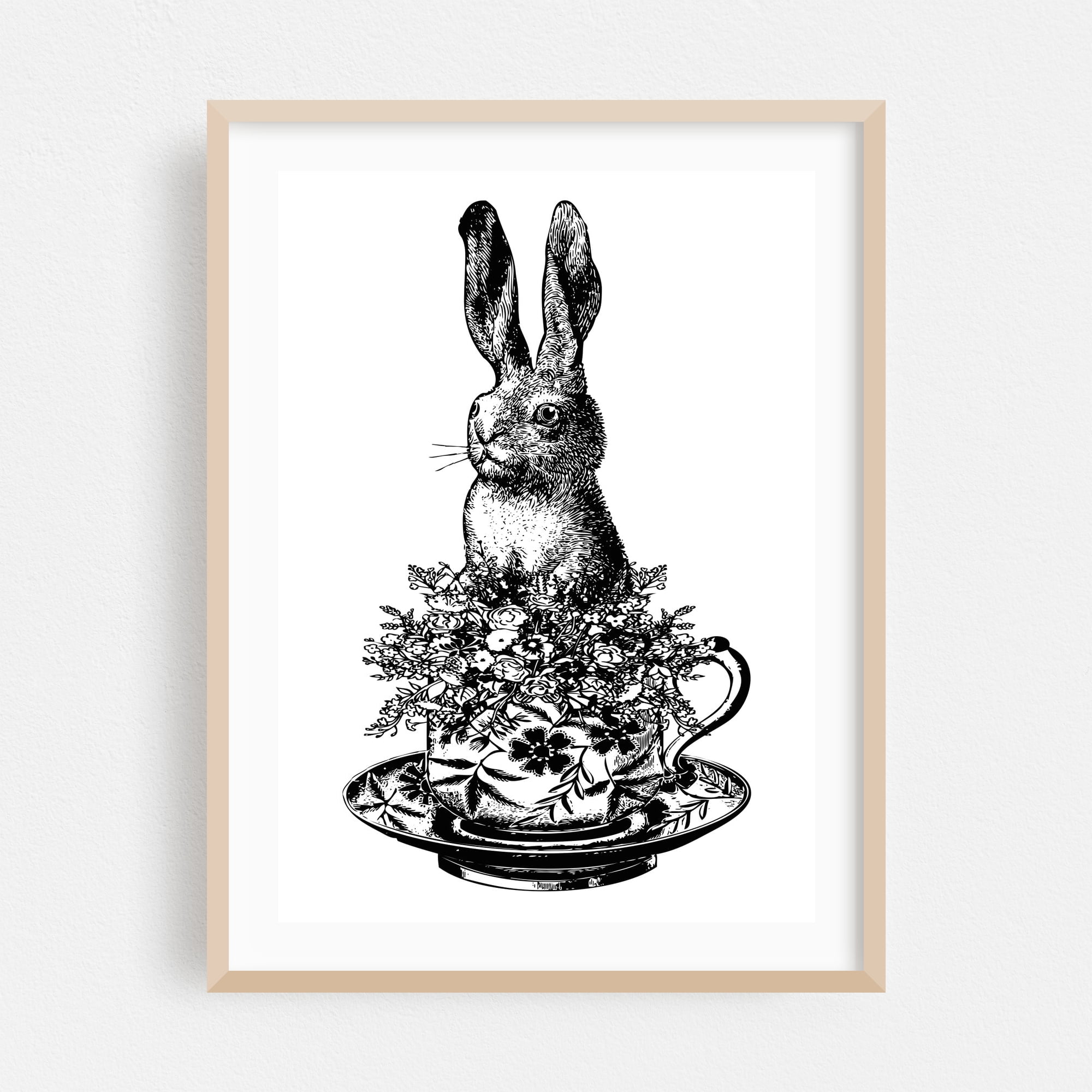 Rabbit in a Teacup | Rabbit and Flowers | Bunny Rabbits | Easter ...
