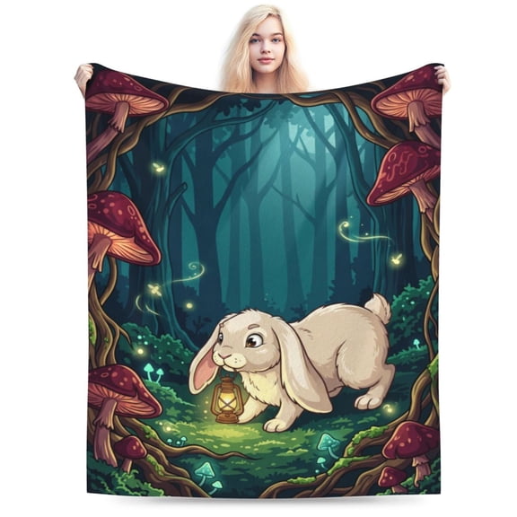 Rabbit Throw Blanket Cute Bunny Ultra Warm Soft Flannel Plush All Season Couch Sofa 50x40