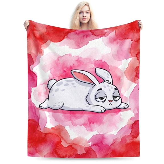 Rabbit Throw Blanket Cute Bunny Ultra Warm Soft Flannel Plush All Season Couch Sofa 50x40