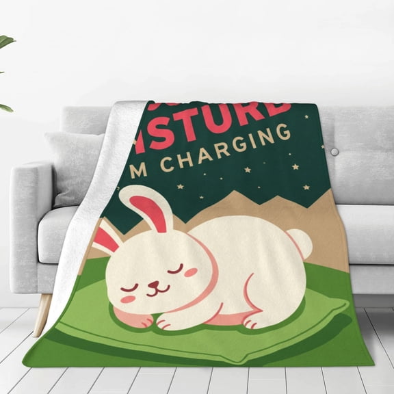 Rabbit Throw Blanket, Soft Cozy Flannel Animal Blanket, Cute Home Decor for Bedroom Sofa Couch Bed, Rabbit Lover Gift 50x40