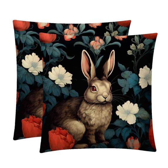 Rabbit Throw Pillows Set of 2 with Unique Patterns Covers - Available in 16x16, 18x18, and 20x20 Inches for Various Occasions - Includes Throw Pillow Inserts