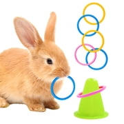 Rabbit Training Ring Toy, Rabbit Interactive Toy, Bunny Educational Toys with 5 Rings, Stacking Color Rings Random Color