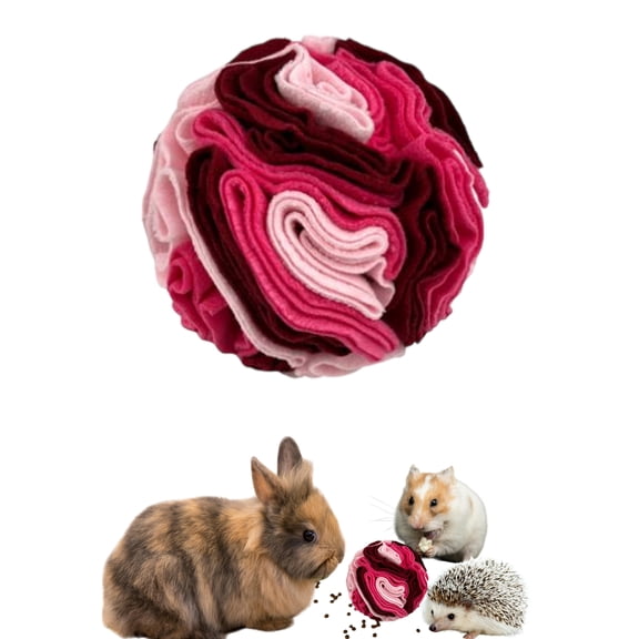 Rabbit Treat Ball Interactive Foraging Toy for Small Pets, Snuffle Treat Ball for Rabbits Guinea Pigs Hedgehogs Chinchillas Ferrets Hamsters, Bunny Enrichment Toy, Romantic Pink