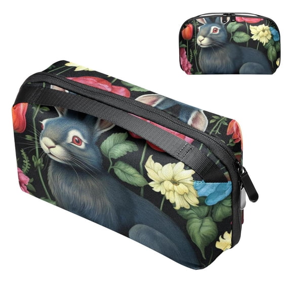 Rabbit USB Case Digital Bag Cord Organizer Box Charger Case Oxford Cloth Waterproof Electronics Storage Bag 5.9x9.44x3.14 in