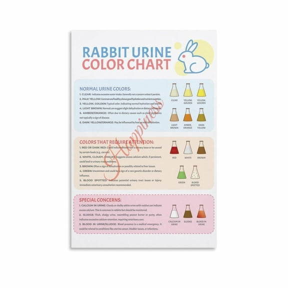 Rabbit Urine Color Chart Poster And Small Pet Health Guide Canvas Painting Wall Art