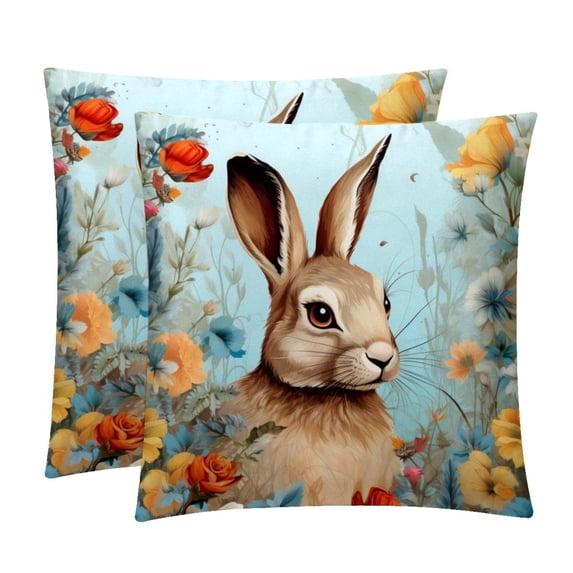 Rabbit Velvet Throw Covers Pillows with Unique Patterns - Set of 2 Decorative Pillow Inserts in 16x16, 18x18, 20x20 Inches for Home Decor and More