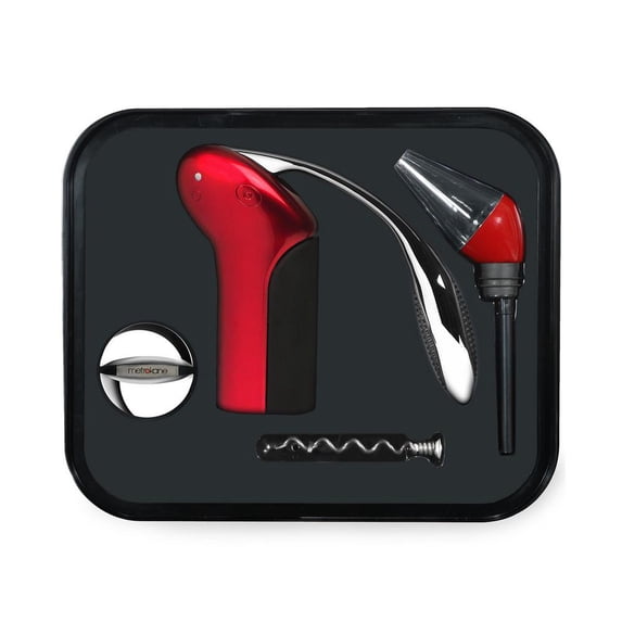 Rabbit Vertical Cork Screw with Aerator Set in Red