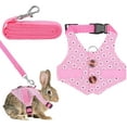 thumbnail image 1 of Rabbit Vest Harness and Leash Set Formal Suit Style Bunny Harness Adjustable Soft Harness with Button Decor, for Rabbit Ferret Bunny Kitten Guinea Pig Small Animal Walking, 1 of 6
