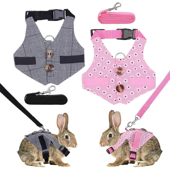 Rabbit Vest Harness and Leash Set Adjustable Formal Suit Style Adjustable Soft Bunny Harness for Bunny Rabbit Kitten Small Animal Walking