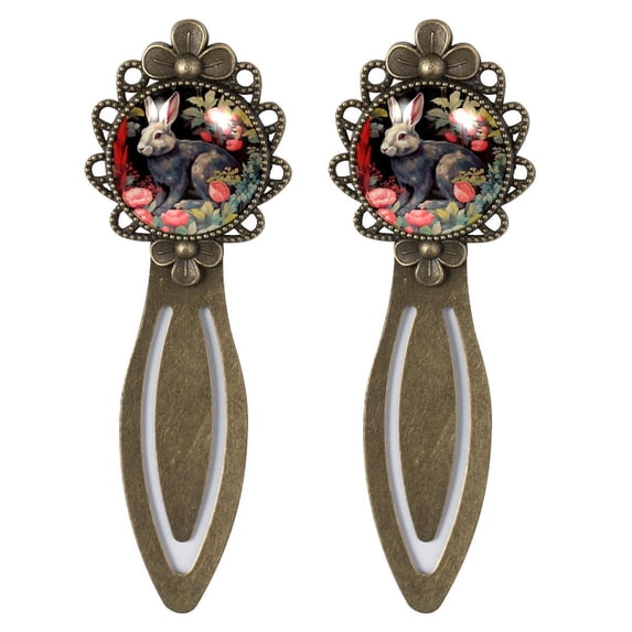 Rabbit Vintage Copper-Colored Lace Bookmarks - Set of 2 Stainless Steel Book Marks for Readers and Book Lovers