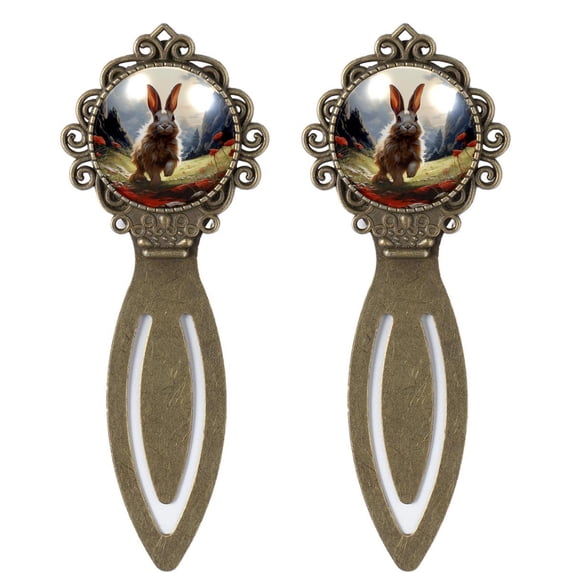 Rabbit Vintage Copper-Colored Lace Bookmarks: Stainless Steel Reading Accessories for Book Lovers - Set of 2