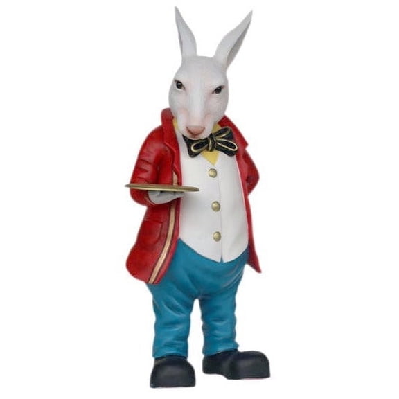 Rabbit Waiter Butler Life Size Statue