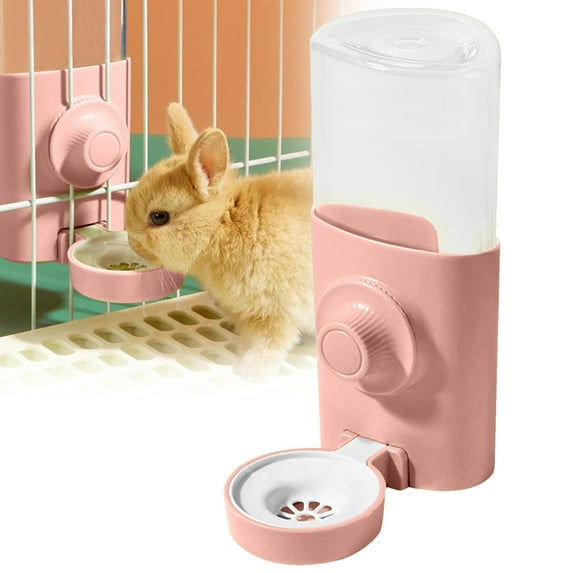 Rabbit Water Bottle, 600ml/21oz Hanging Water Dispenser Feeder Cage Crate Hutch Bunny Puppy Cat Chinchilla Ferret Guinea Pigs Squirrel Hedgehog (Pink)