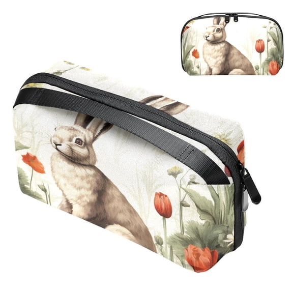 Rabbit Waterproof Oxford Fabric USB Organizer Storage Box Charger Phone Case Cell Phone Cord Organizer 5.9x9.44x3.14 in.