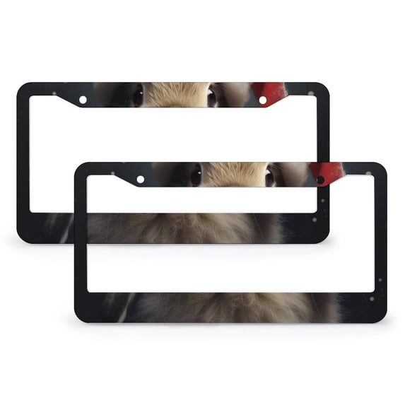 Rabbit Wearing A Santa Hat License Plate Frame 2 Pieces Gift for Rabbit Lovers Kids License Plate Cover Frame Funny Cute for USA Canada Vehicles 2 Hole Aluminum License Plate Frames