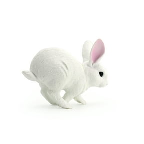 Rabbit White Realistic Small Toy Model Plastic Replica Forest Animal, Kids Educational Gift 4" - OK22-B618