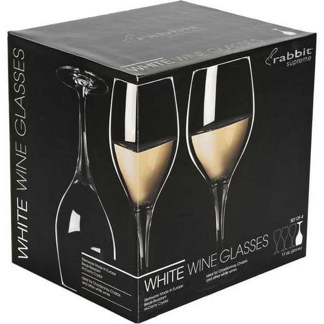 Rabbit White Wine Glasses, Set of 4